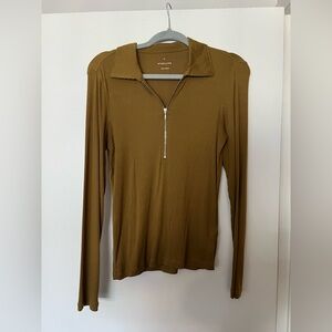 Everlane Ribbed Half-Zip Long Sleeve Polo